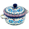 Polish Pottery Jar with Lid and Handles 5&quot; Blooming Blues