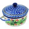 Polish Pottery Jar with Lid and Handles 5&quot; Blooming Rowan