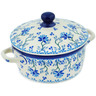 Polish Pottery Jar with Lid and Handles 5&quot; Blue Grapevine