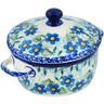Polish Pottery Jar with Lid and Handles 5&quot; Blue Joy