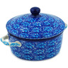 Polish Pottery Jar with Lid and Handles 5&quot; Deep Into The Blue Sea