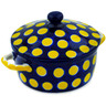 Polish Pottery Jar with Lid and Handles 5&quot; Yellow Dots