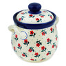 Polish Pottery Jar with Lid and Handles 6&quot; Auntie Em Scarlet