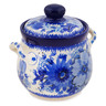 Polish Pottery Jar with Lid and Handles 6&quot; Blue Wildflower Patch UNIKAT