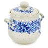 Polish Pottery Jar with Lid and Handles 6&quot; Delicate Blue UNIKAT