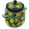 Polish Pottery Jar with Lid and Handles 6-inch Easter Rose UNIKAT