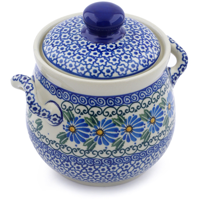 Polish Pottery Jar with Lid and Handles 6&quot; Marigold Morning