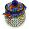 Polish Pottery Jar with Lid and Handles 6&quot; Orange Tranquility UNIKAT