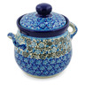 Polish Pottery Jar with Lid and Handles 6&quot; Out Of Blue UNIKAT