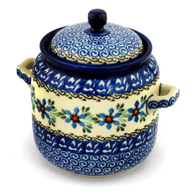 Polish Pottery Jar with Lid and Handles 6-inch Shady Spring