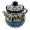 Polish Pottery Jar with Lid and Handles 6&quot; Summer Landscape UNIKAT