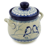 Polish Pottery Jar with Lid and Handles 6&quot; Waiting Birds UNIKAT