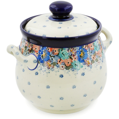 Polish Pottery Jar with Lid and Handles 7&quot; Autumn Bunch UNIKAT