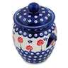 Polish Pottery Jar with Lid and Handles 7&quot; Blue Eye Spring