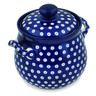 Polish Pottery Jar with Lid and Handles 7&quot; Blue Eyes