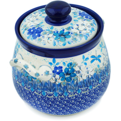 Polish Pottery Jar with Lid and Handles 7&quot; Dragonfly Blues UNIKAT