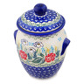 Polish Pottery Jar with Lid and Handles 7&quot; Fresh Happiness UNIKAT