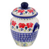 Polish Pottery Jar with Lid and Handles 7&quot; Grecian Fields