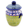 Polish Pottery Jar with Lid and Handles 7&quot; Irish Spring