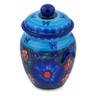 Polish Pottery Jar with Lid and Handles 7&quot; Midnight Garden UNIKAT