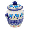 Polish Pottery Jar with Lid and Handles 7&quot; Pansy Morning