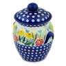 Polish Pottery Jar with Lid and Handles 7&quot; Summer&#039;s Garden UNIKAT