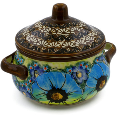 Polish Pottery Jar with Lid and Handles 7&quot; Sweet Emotions UNIKAT