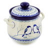 Polish Pottery Jar with Lid and Handles 7&quot; Waiting Birds UNIKAT