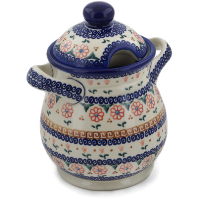 Polish Pottery Jar with Lid and Handles 8&quot; Amarillo