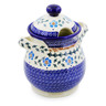 Polish Pottery Jar with Lid and Handles 8&quot; Blue Cornflower