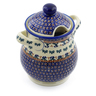 Polish Pottery Jar with Lid and Handles 8&quot; Blue Cress