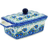 Polish Pottery Jar with Lid and Handles 8&quot; Blue Joy