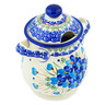 Polish Pottery Jar with Lid and Handles 8&quot; Blue Pansy