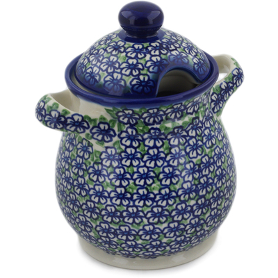 Polish Pottery Jar with Lid and Handles 8&quot; Fields Of Glory