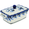 Polish Pottery Jar with Lid and Handles 8&quot; Flowers At Dusk