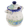 Polish Pottery Jar with Lid and Handles 8&quot; Gorgeous Morning Glory UNIKAT