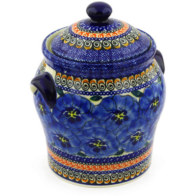 Polish Pottery Jar with Lid and Handles 8&quot; Regal Bouquet UNIKAT