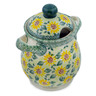Polish Pottery Jar with Lid and Handles 8&quot; Sunflower Fields