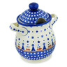 Polish Pottery Jar with Lid and Handles 8&quot; Winter Snow