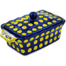 Polish Pottery Jar with Lid and Handles 8&quot; Yellow Dots