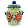 Polish Pottery Jar with Lid and Handles 9&quot; Bloom Tales