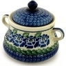 Polish Pottery Jar with Lid and Handles 9&quot; Blue Bliss
