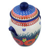 Polish Pottery Jar with Lid and Handles 9&quot; Butterfly Splendor UNIKAT
