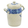 Polish Pottery Jar with Lid and Handles 9&quot; Delicate Blue UNIKAT