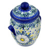 Polish Pottery Jar with Lid and Handles 9&quot; Floral Fantasy
