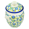 Polish Pottery Jar with Lid and Handles 9&quot; Forget-me-not Field
