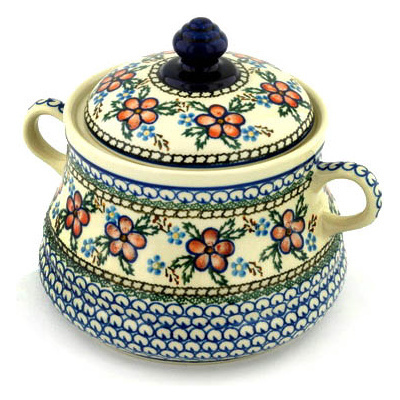 Polish Pottery Jar with Lid and Handles 9&quot; Lancaster Rose