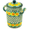 Polish Pottery Jar with Lid and Handles 9&quot; Marigold Chain UNIKAT