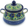 Polish Pottery Jar with Lid and Handles 9&quot; Midnight Roses UNIKAT