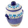 Polish Pottery Jar with Lid and Handles 9&quot; Pansy Morning
